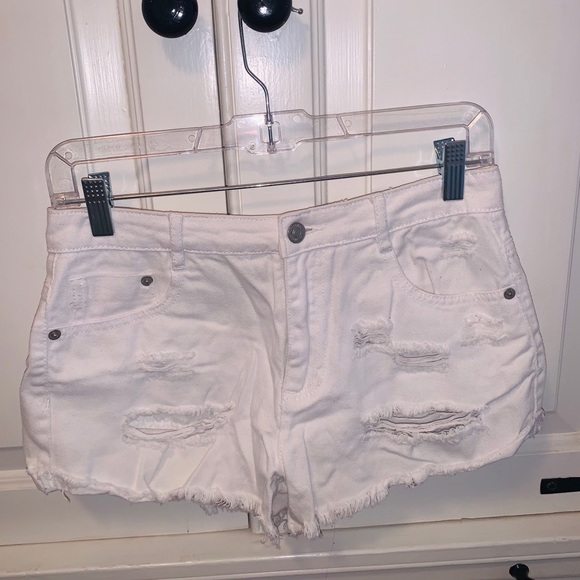 White Forever 21 Ripped Jean Shorts - Picture 1 of 3